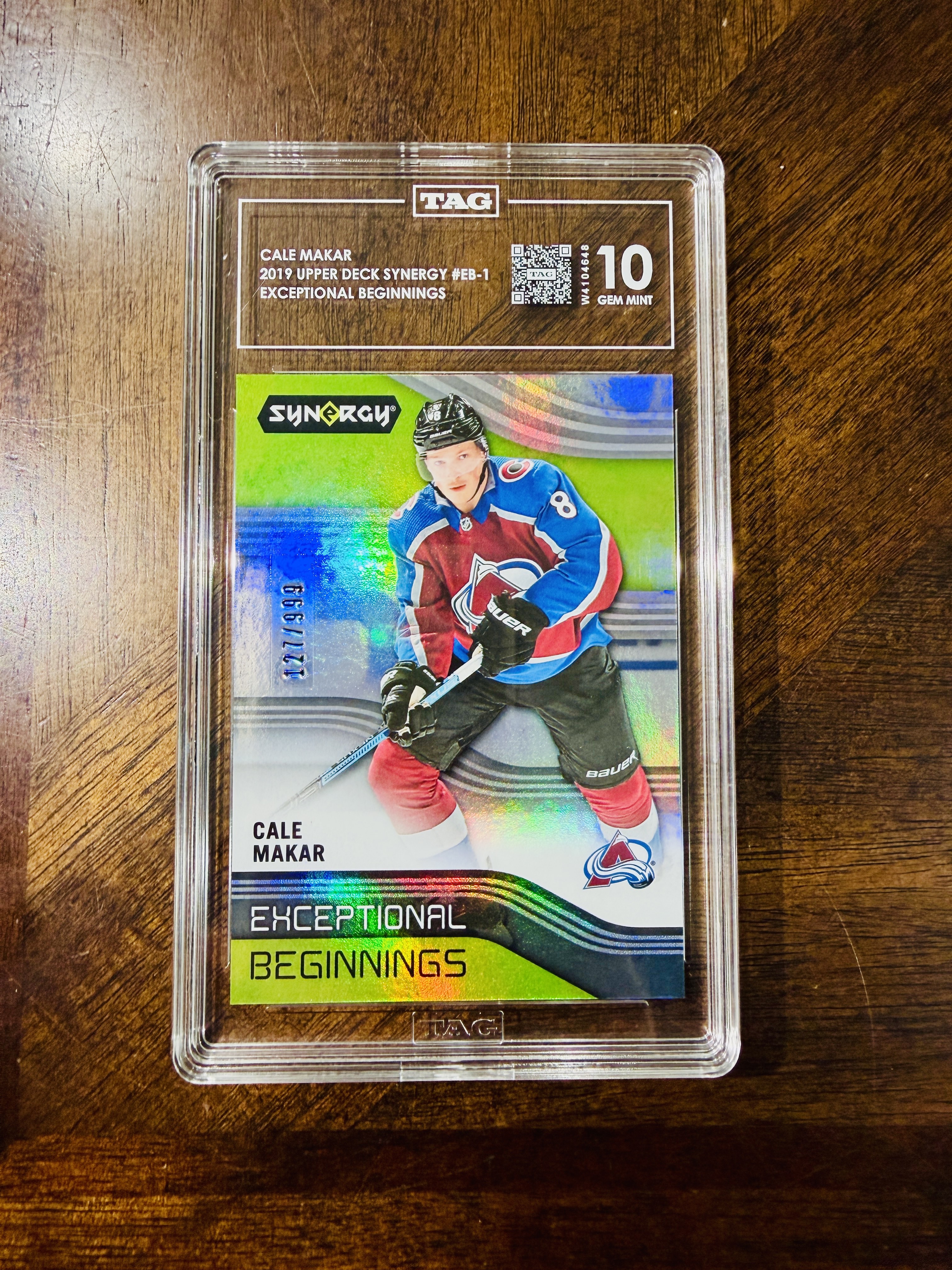 2019 Upper Deck Synergy EB-1 Cale Makar Rookie Card Serial Numbered 999 Colorado Avalanche
